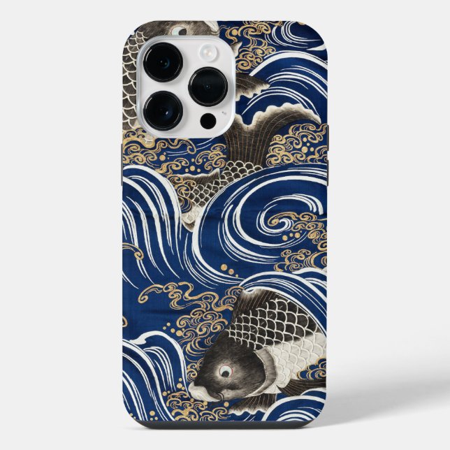 Vintage Japanese Art Carp in Waves Koi  iPhone Case (Back)