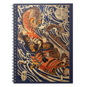 Vintage Japanese Art Fighting Giant Salamander Notebook