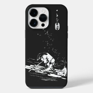 Vintage Japanese Art Flower Petals Sprinkle a Raft iPhone 14 Pro Max Case