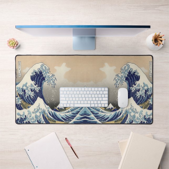 vintage japanese  art ocean landscape great wave desk mat (Office 1)