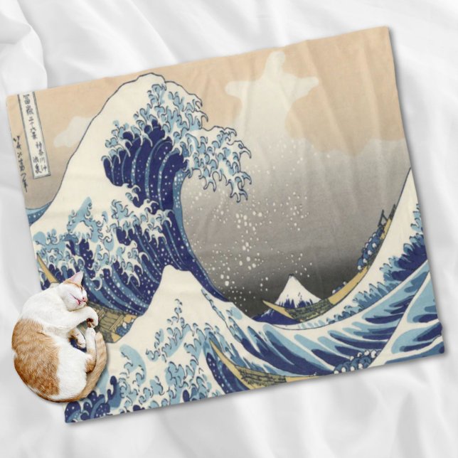 vintage japanese  art ocean landscape great wave fleece blanket (vintage japanese art ocean landscape great wave fleece blanket)