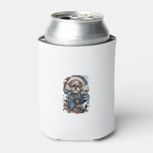 Vintage Japanese Art Samurai Morkie Dog Can Cooler