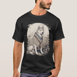 Vintage Japanese Art Samurai Siberian Husky Dog T T-Shirt