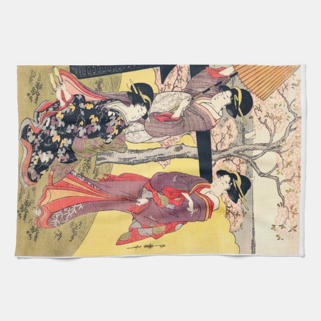 VINTAGE JAPANESE ART  TEA TOWEL (Horizontal)