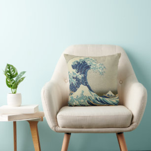 Vintage Japanese Art, The Great Wave by Hokusai Cushion