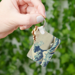 Vintage Japanese Art, The Great Wave by Hokusai Key Ring