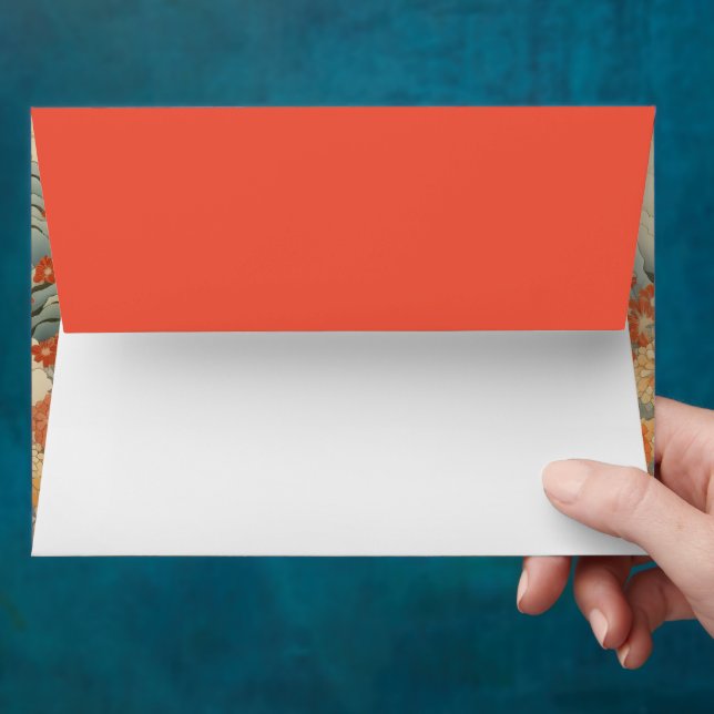 Vintage japanese art wedding rsvp envelope (Hand)