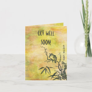 Vintage Japanese Bird Get Well Soon Card