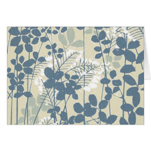 Vintage Japanese Blue Botanical: Cream Leaf Fern
