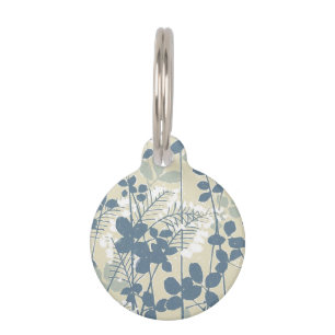 Vintage Japanese Blue Botanical: Cream Leaf Fern Pet Tag