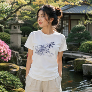 Vintage Japanese Blue & White Koi Fish T-Shirt