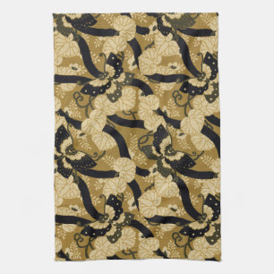 Vintage Japanese Butterfly G.A. Audsley Pattern Tea Towel