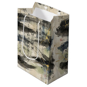 Vintage Japanese Calligraphy Art (1) Medium Gift Bag