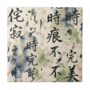 Vintage Japanese Calligraphy Art (9) Ceramic Tile