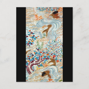Vintage Japanese Carp and Running Water Postcard