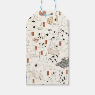 Vintage Japanese Cat Art Ukiyoe Woodblock Print Gift Tags