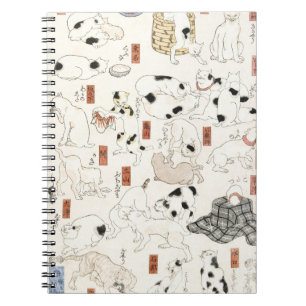 Vintage Japanese Cat Art Ukiyoe Woodblock Print Notebook
