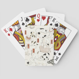 Vintage Japanese Cat Art Ukiyoe Woodblock Print Playing Cards