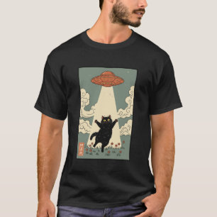 Vintage Japanese Cats Aliens Cat UFO T-Shirt