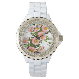 Vintage Japanese Cherry Blossoms, Pink and Gold Watch