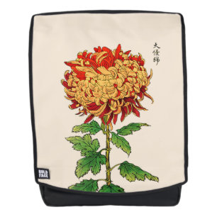 Vintage Japanese Chrysanthemum. Gold and Orange Backpack