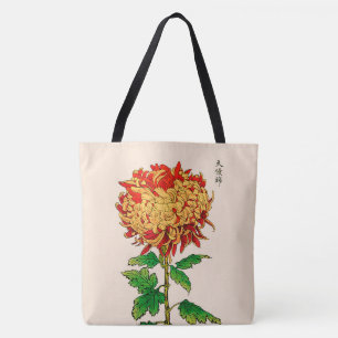 Vintage Japanese Chrysanthemum. Gold and Orange Tote Bag