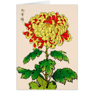 Vintage Japanese Chrysanthemum. Mustard Yellow