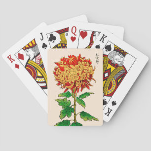 Vintage Japanese Chrysanthemum. Yellow & Orange Playing Cards
