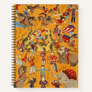 Vintage Japanese Circus Poster Ukiyo-e Art Notebook