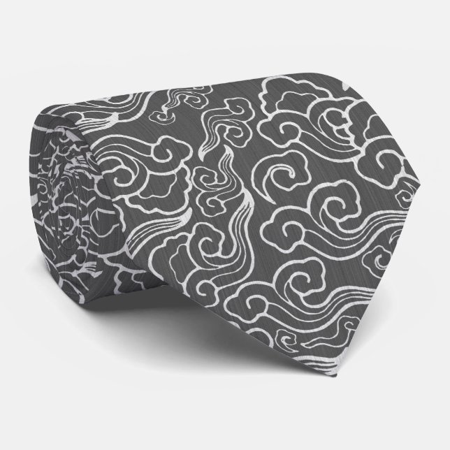 Vintage Japanese Clouds, Graphite Gray / Grey Tie (Rolled)