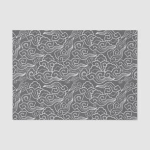Vintage Japanese Clouds, Graphite Grey / Grey Tissue Paper