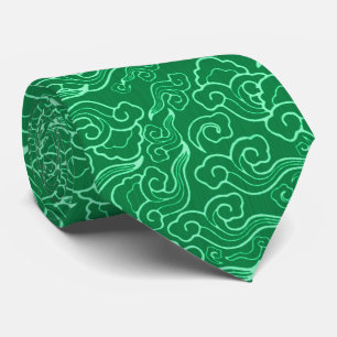 Vintage Japanese Clouds, Jade Green Tie