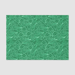 Vintage Japanese Clouds, Jade Green Tissue Paper