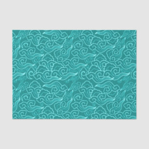 Vintage Japanese Clouds, Turquoise and Aqua Tissue Paper