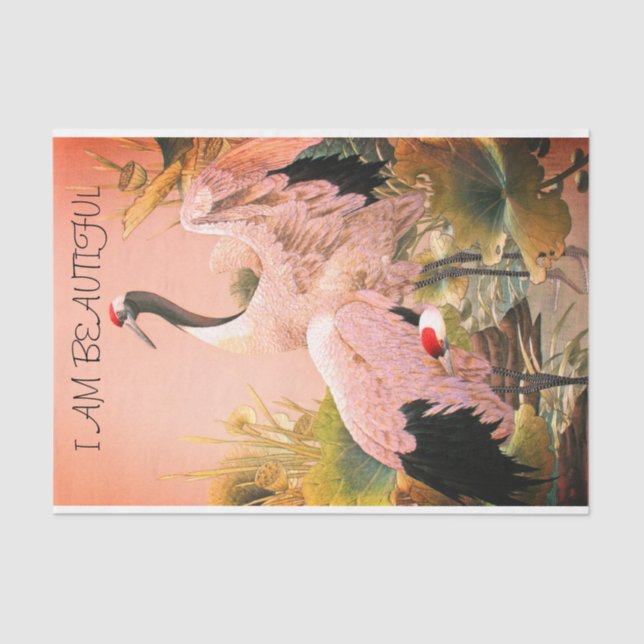 Vintage Japanese Crane #2 Decoupage  Tissue Paper (Front)