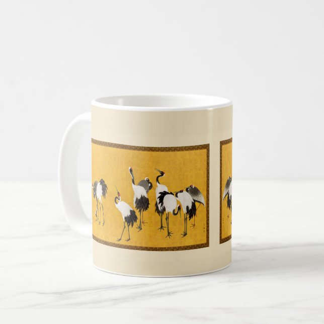 Vintage Japanese Crane Art Coffee Mug (Front Left)