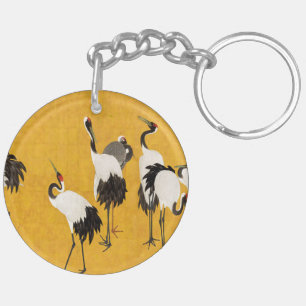 Vintage Japanese Crane Art Key Ring