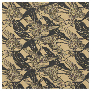 Vintage Japanese Crane Pattern Fabric