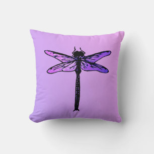 Vintage Japanese Dragonfly, amethyst purple Cushion