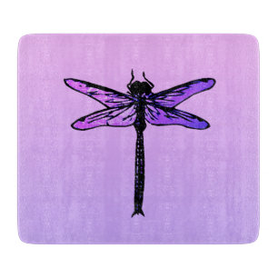 Vintage Japanese Dragonfly, amethyst purple Cutting Board