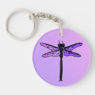Vintage Japanese Dragonfly, amethyst purple Key Ring