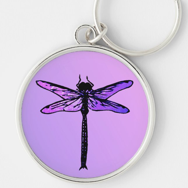 Vintage Japanese Dragonfly, amethyst purple Key Ring (Front)