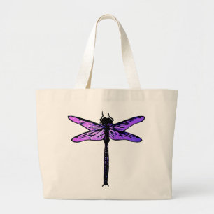 Vintage Japanese Dragonfly, amethyst purple Large Tote Bag
