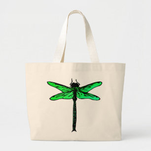 Vintage Japanese Dragonfly, emerald green Large Tote Bag