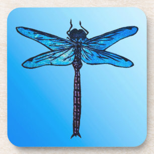 Vintage Japanese Dragonfly, sapphire blue Coaster