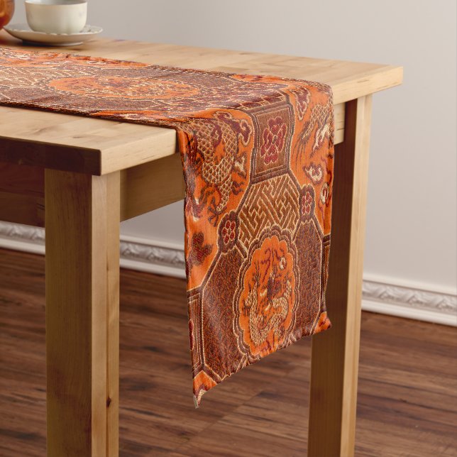 Vintage Japanese Dragons Pattern Short Table Runner (In Situ)