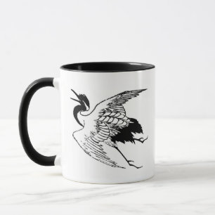 Vintage Japanese Drawing of a Crane Mug