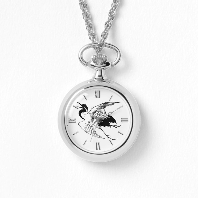 Vintage Japanese Drawing of a Crane Watch (Front)