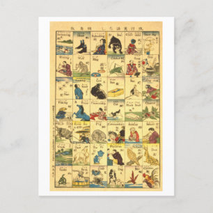 Vintage Japanese-English Translation Chart Postcard