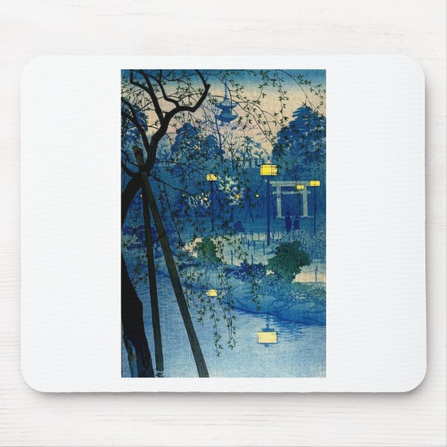 Vintage Japanese Evening in Blue Mouse Pad (Front)